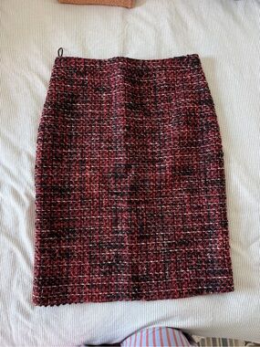 Moschino Black and Red Tweed Pencil Skirt